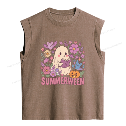 Pagewing Ghost Summerween Women's Washed Tank Top