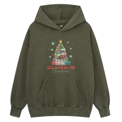 Pagewings All Booked for Christmas Unisex Washed Hoodie