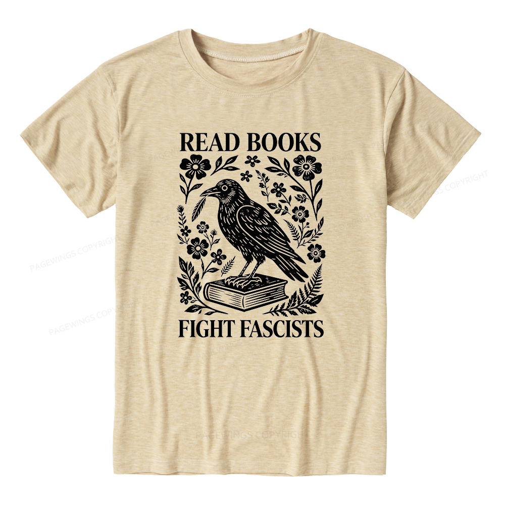 Pagewings Read Books Fight Fascists Unisex Heather T-Shirt