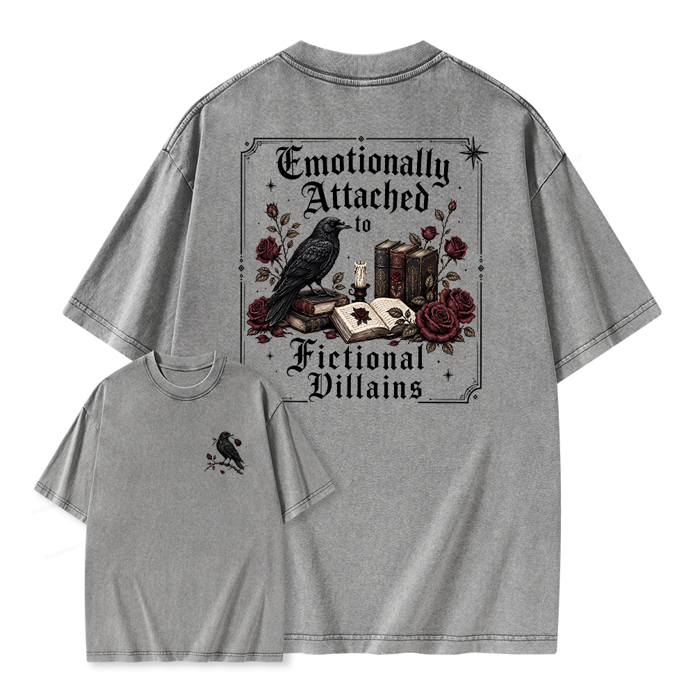 Pagewings Emotionally Attached to Fictional Villains Unisex Washed T-shirt