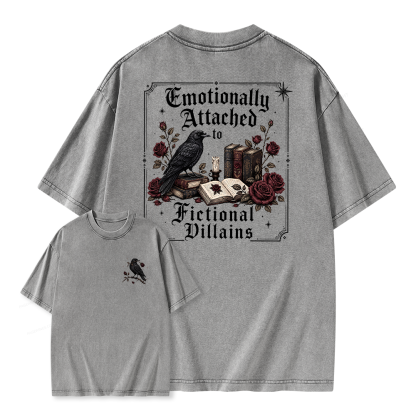 Pagewings Emotionally Attached to Fictional Villains Unisex Washed T-shirt