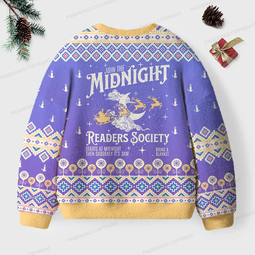 Pagewings Join The Midnight Readers Society Unisex Ugly Knit Sweatshirt