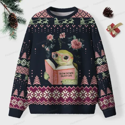 Pagewings Slow Down Enjoy Life Unisex Ugly Knit Sweatshirt