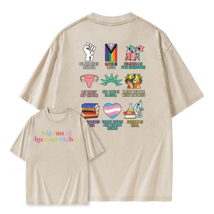 Pagewings Big Fan Of Human Rights Unisex Washed T-shirt