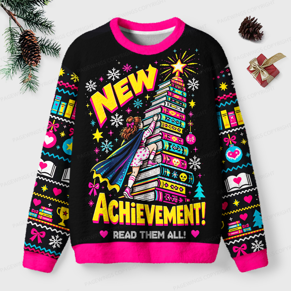 Pagewings New Achievement Read Them All Unisex Ugly Light Knit Sweatshirt