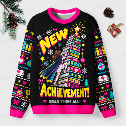Pagewings New Achievement Read Them All Unisex Ugly Light Knit Sweatshirt