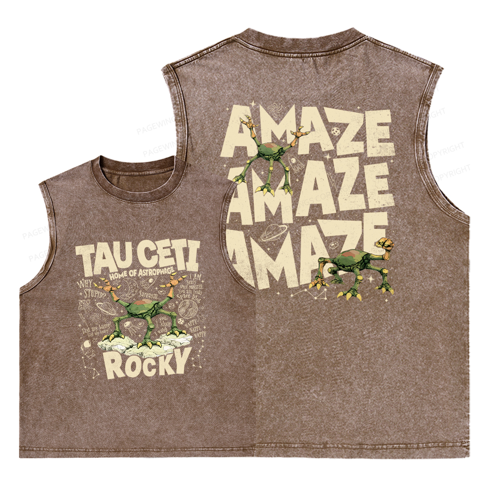 Pagewings Rocky Tau Ceti Home of Astrophage Unisex Washed Tank Top