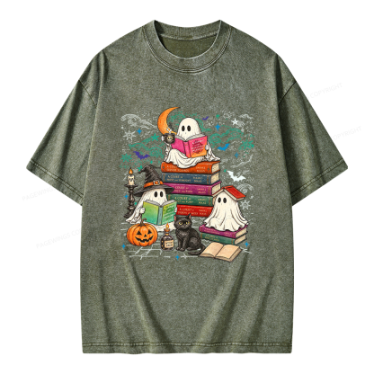 Pagewings Fantasy Ghost Reader Unisex Washed T-shirt