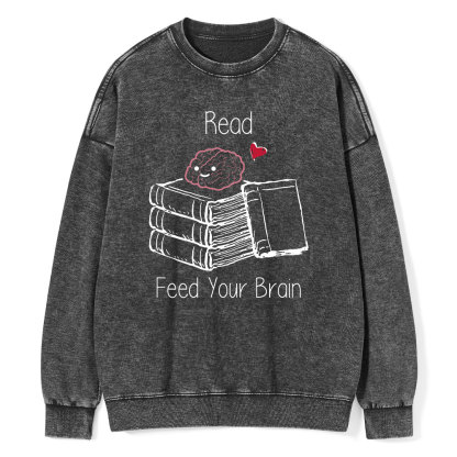 Pagewings Read Feed Your Brain Unisex Washed Sweatshirt