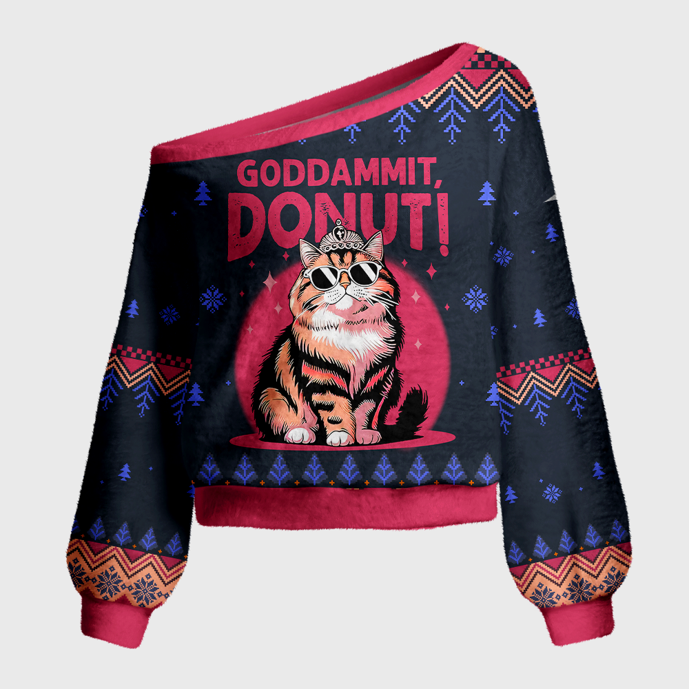 Pagewings Sci Fi Bookish Off Shoulder Ugly Knit Sweater