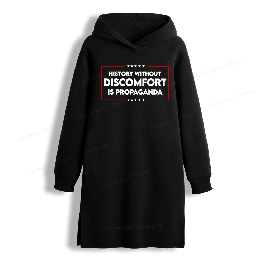 Pagewings History Without Discomfort Is Propaganda Side-Slit Fleece Hoodie Dress