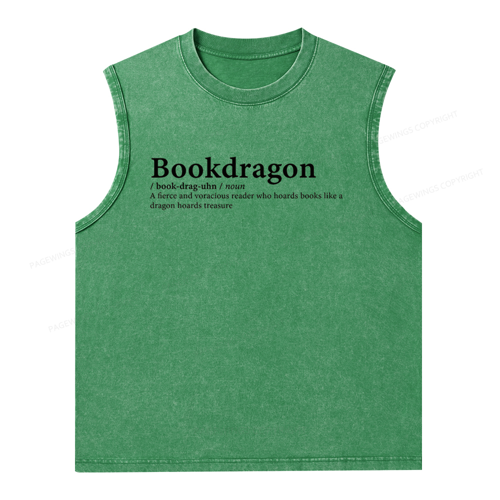 Pagewings Bookdragon: Journey Through Words book lover Unisex Washed Tank Top