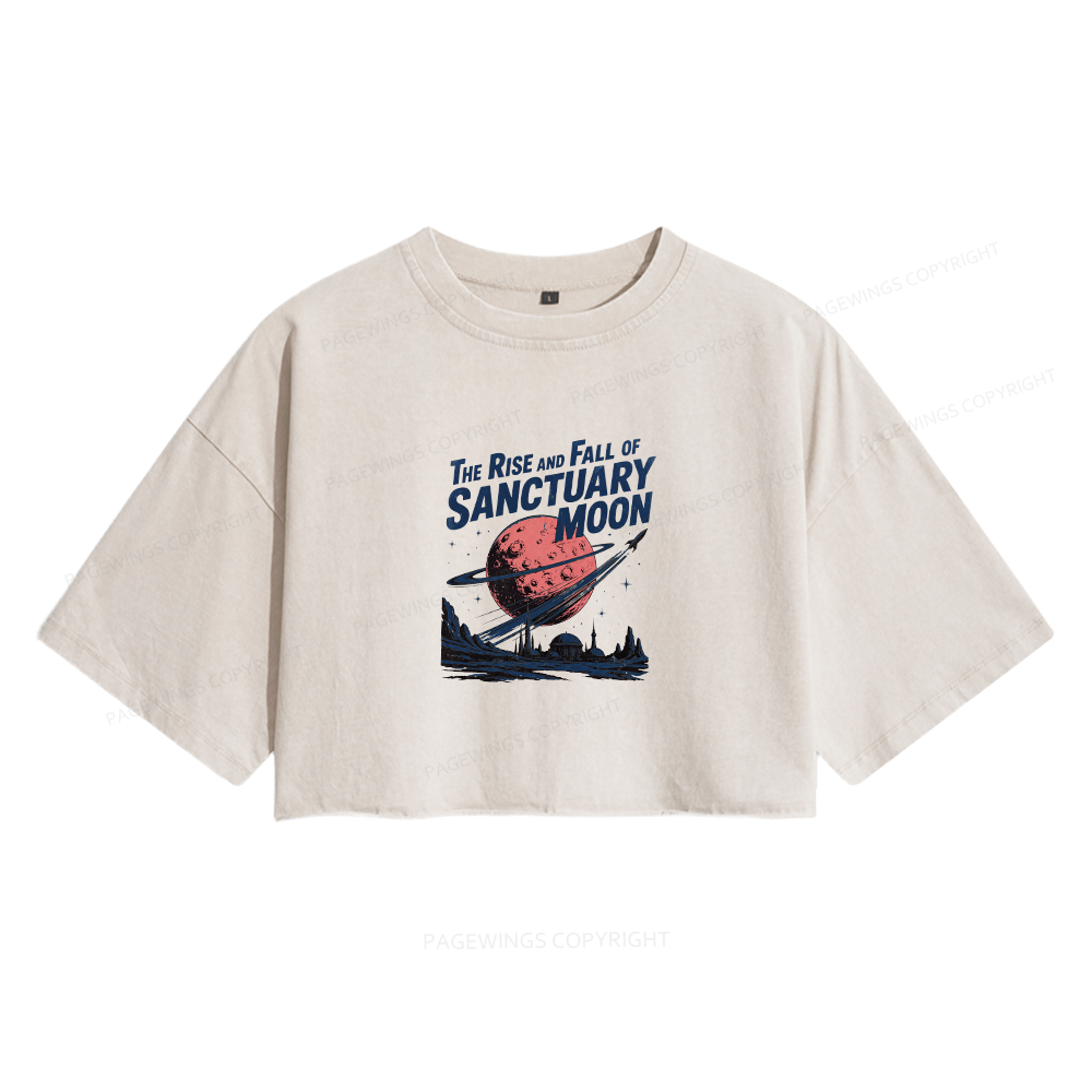 Pagewing Sanctuary Moon Women's Washed Cropped T-shirt