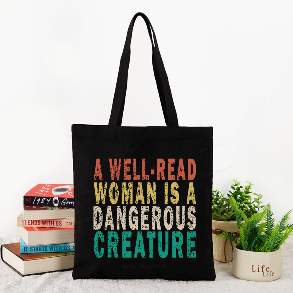 Pagewings A Well-Read Woman Is A Dangerous Creature Tote Bag