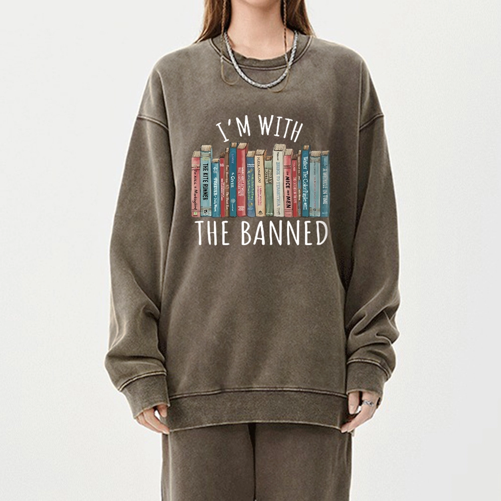 Pagewings I'm With The Banned Unisex Washed Sweatshirt