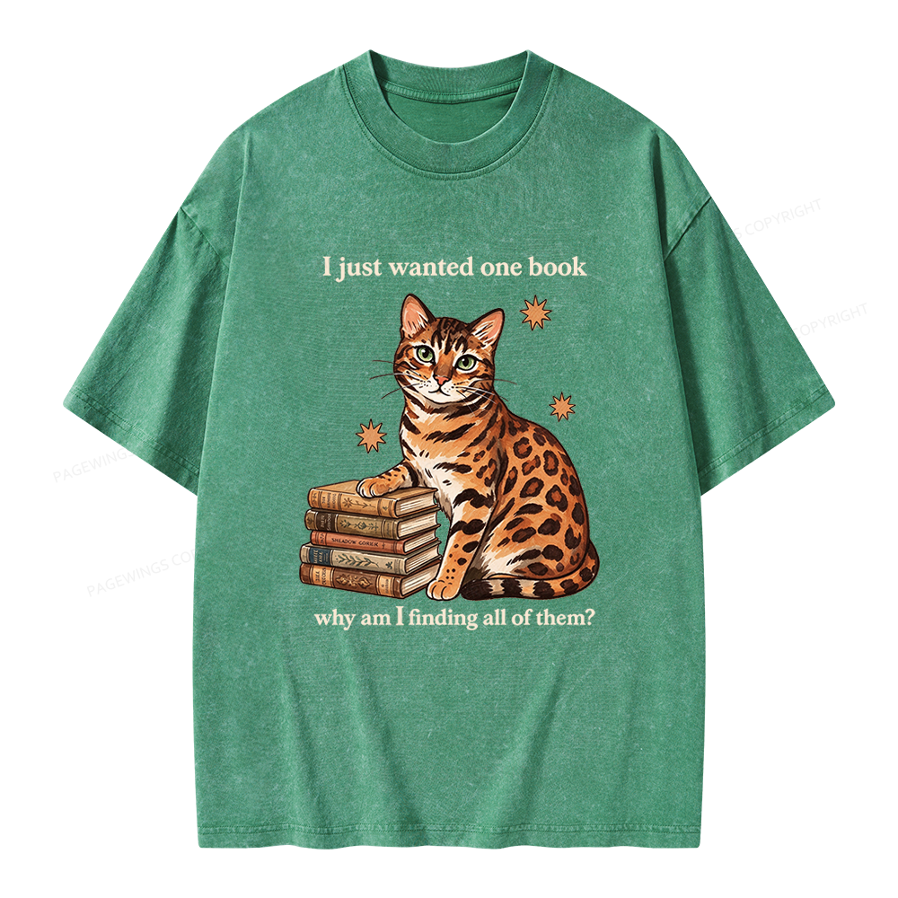Pagewings Funny Cat Bookish Unisex Washed T-shirt