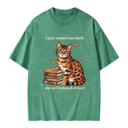 Pagewings Funny Cat Bookish Unisex Washed T-shirt