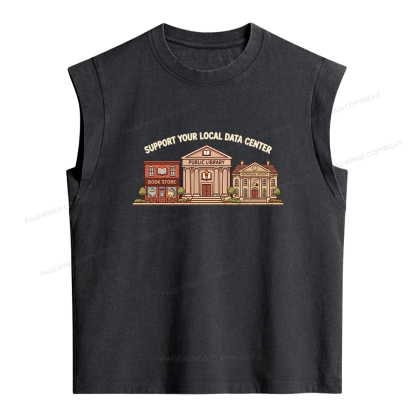 Pagewings Support Your Local Data Center Women's Washed Tank Top