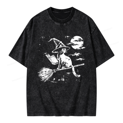 Pagewings Witchy Cat Unisex Washed T-shirt