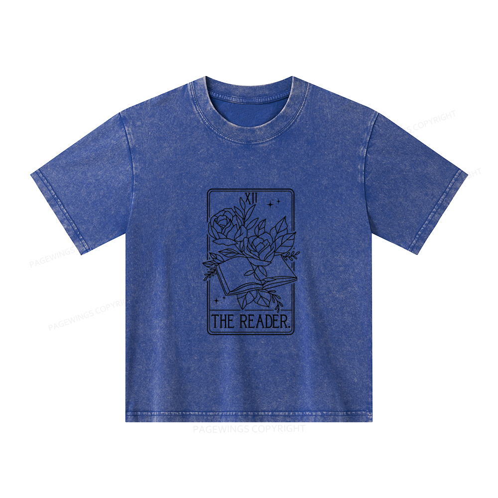 Pagewings The Reader Tarot Card Unisex Kids Washed T-shirt