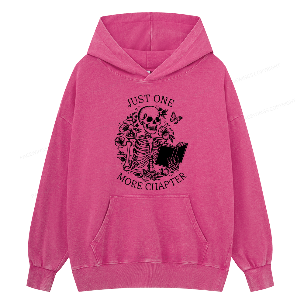 Pagewings One More Chapter Skeleton Unisex Washed Hoodie