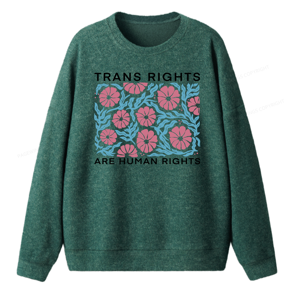 Pagewings Trans Rights Are Human Rights Unisex Knit Sweatshirt