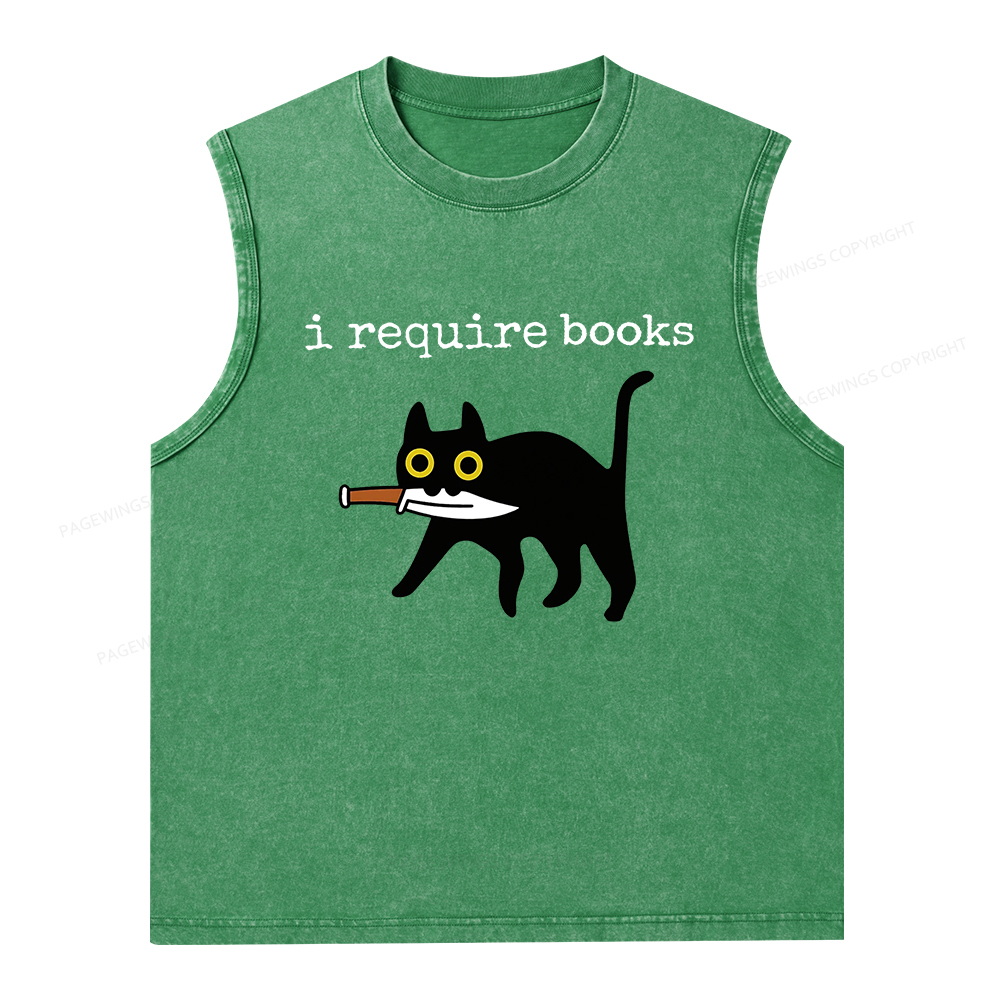 Pagewings I Require Books Unisex Washed Tank Top