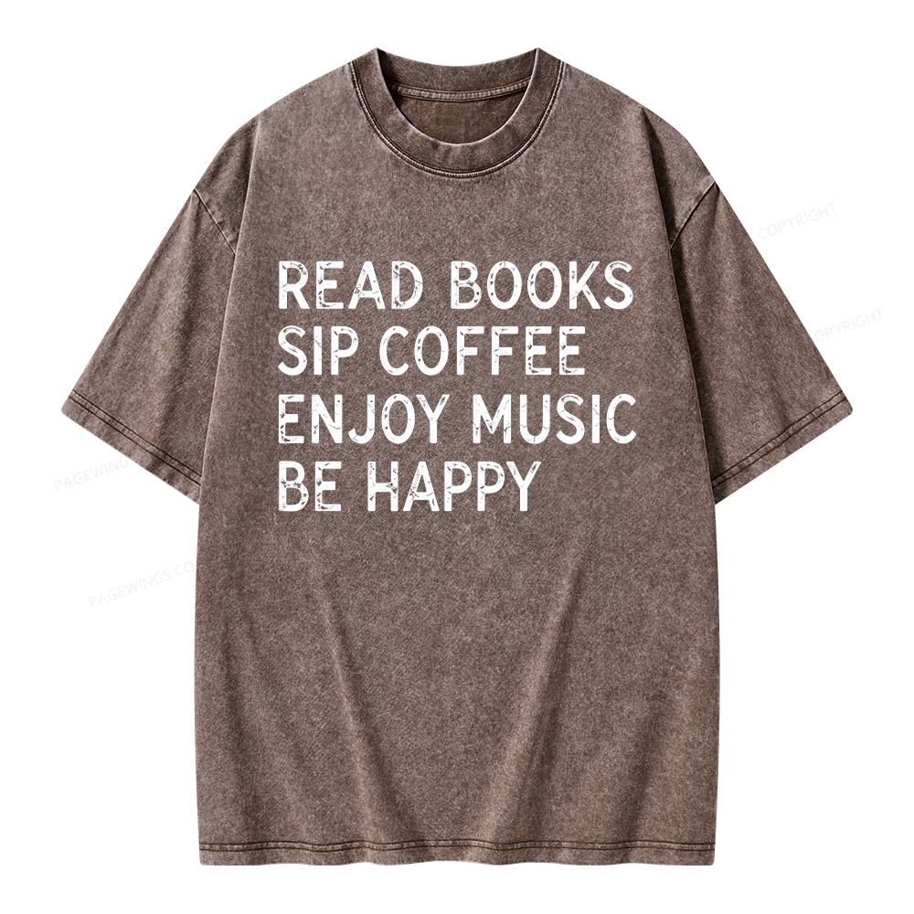 Pagewings Read Books Sip Coffee Unisex Washed T-shirt