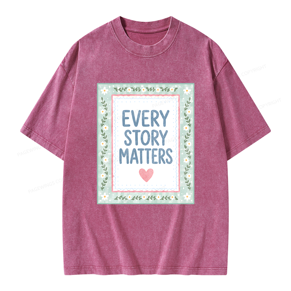 Pagewings Every Story Matters Unisex Washed T-shirt