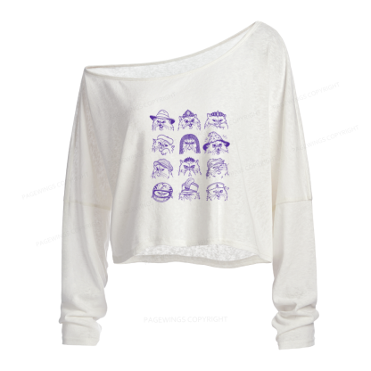 Pagewings Sci Fi Book Lover Slouchy Long Sleeve Off Shoulder T-shirt