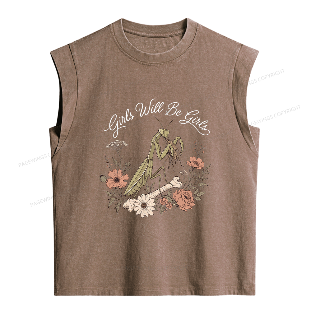 Pagewings Girls Will Be Girls Women's Washed Tank Top