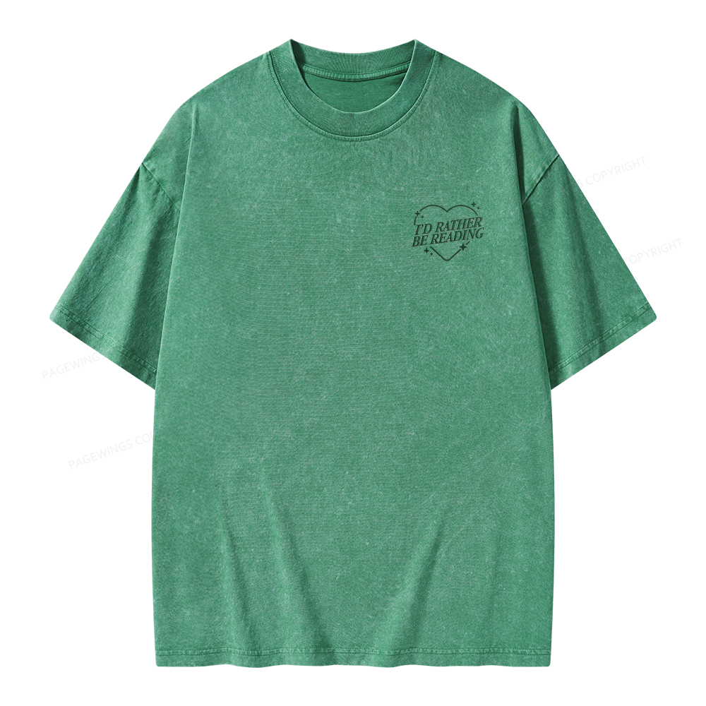 Pagewings Embroidery I'd Rather be Reading Unisex Washed T-shirt