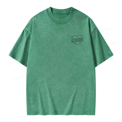 Pagewings Embroidery I'd Rather be Reading Unisex Washed T-shirt