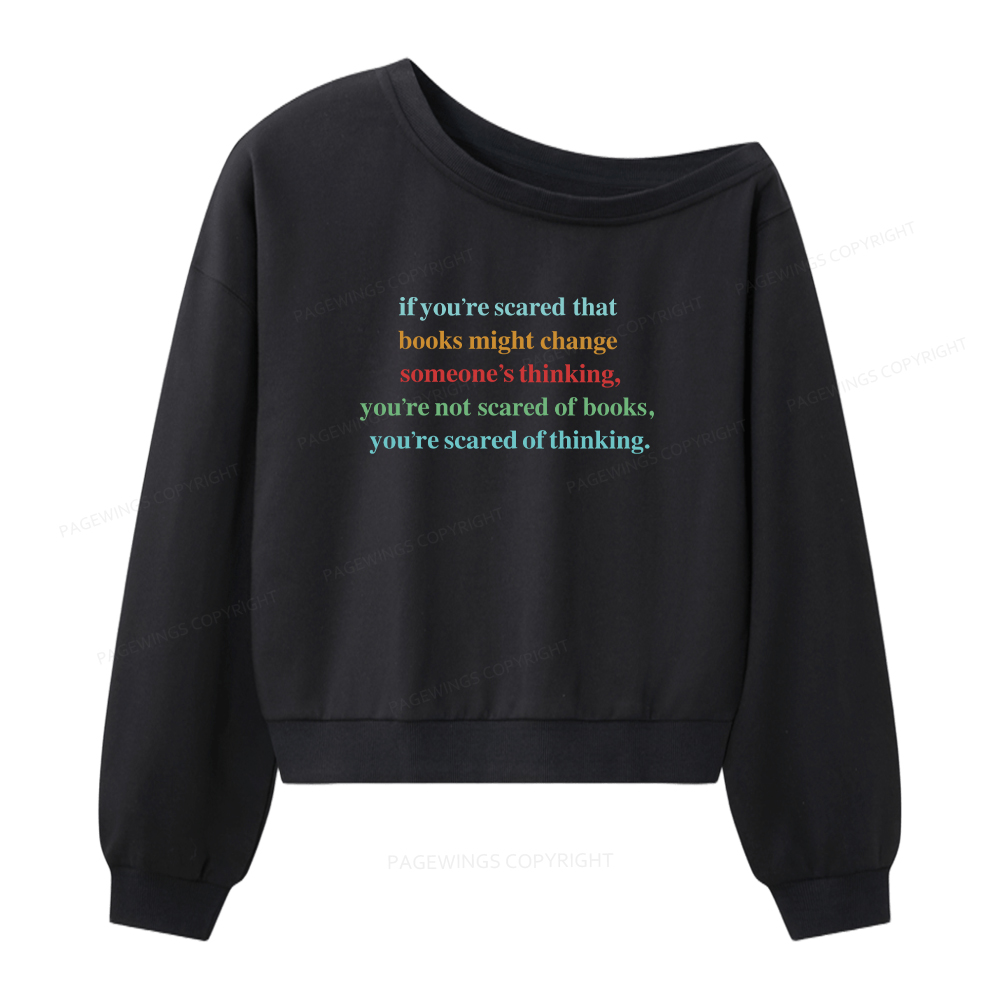 Pagewings Censorship Social Justice Shirt Booktrovert Women Off Shoulder Sweatshirt