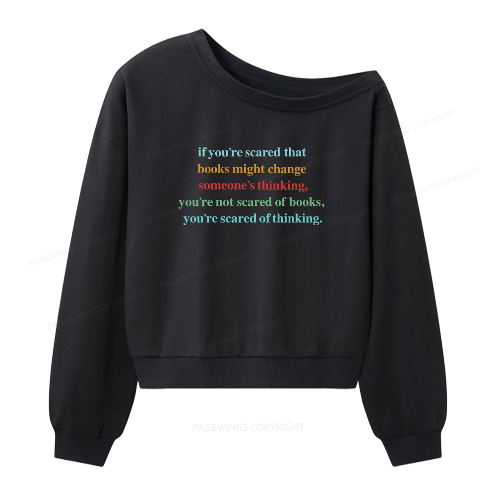 Pagewings Censorship Social Justice Shirt Booktrovert Women Off Shoulder Sweatshirt