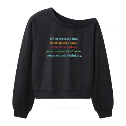 Pagewings Censorship Social Justice Shirt Booktrovert Women Off Shoulder Sweatshirt