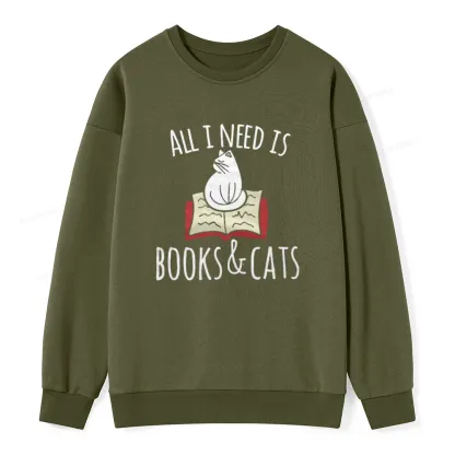 Pagewings All I Need Is Book & Cat Unisex Classic Sweatshirt