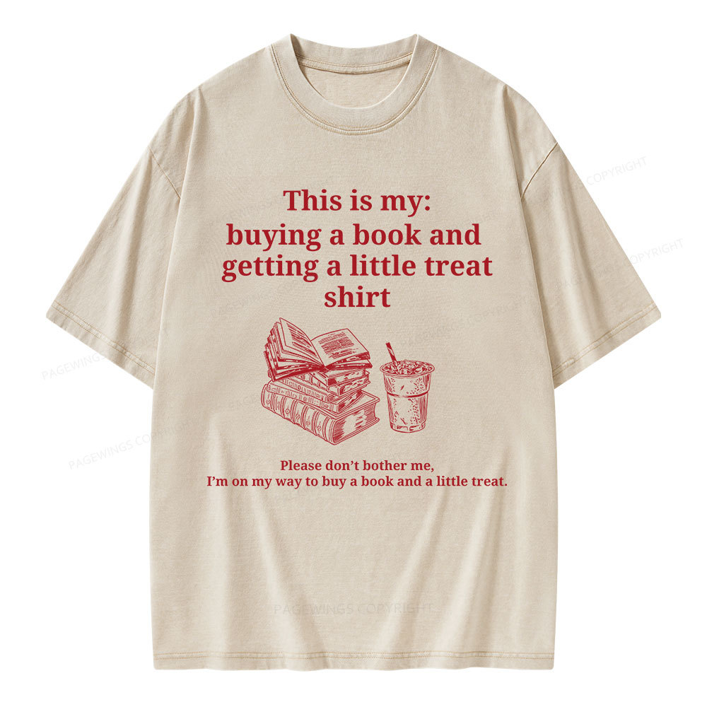Pagewings Buying a book and getting a little treat Unisex Washed T-shi