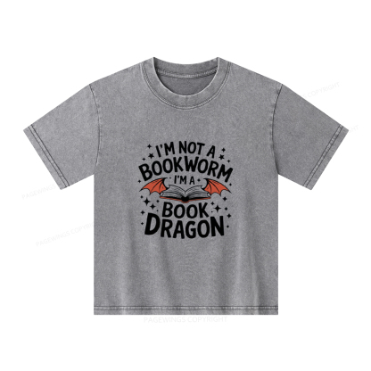 Pagewings I'm Not A Bookworm I'm A Book Dragon Unisex Kids Washed T-shirt