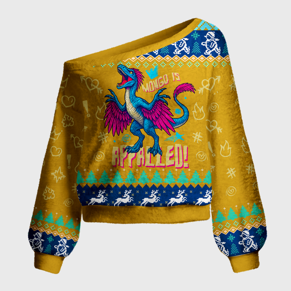 Pagewings Sci Fi Bookish Off Shoulder Ugly Knit Sweater