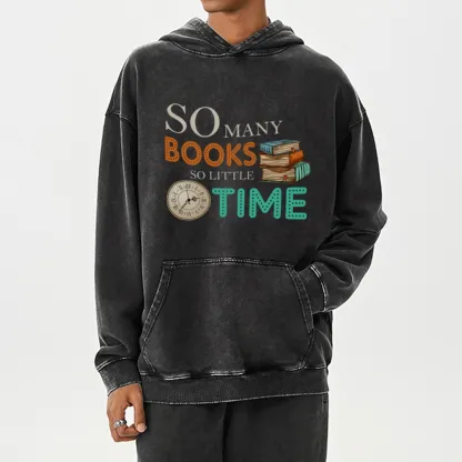 Pagewings So Many Books So Little Time Unisex Washed Hoodie