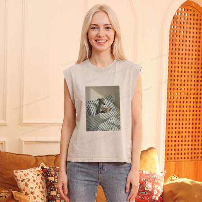 Pagewings Greyhound Dog Reading Women's Washed Tank Top