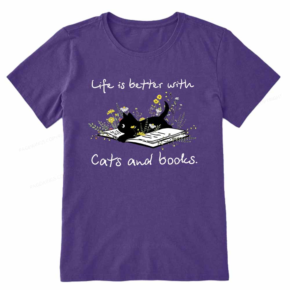 Pagewings Life Is Better With Cats And Books Unisex Classic T-shirt