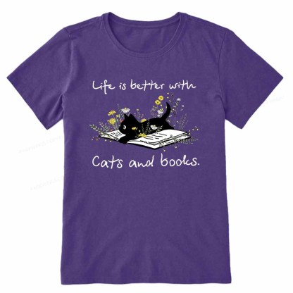 Pagewings Life Is Better With Cats And Books Unisex Classic T-shirt