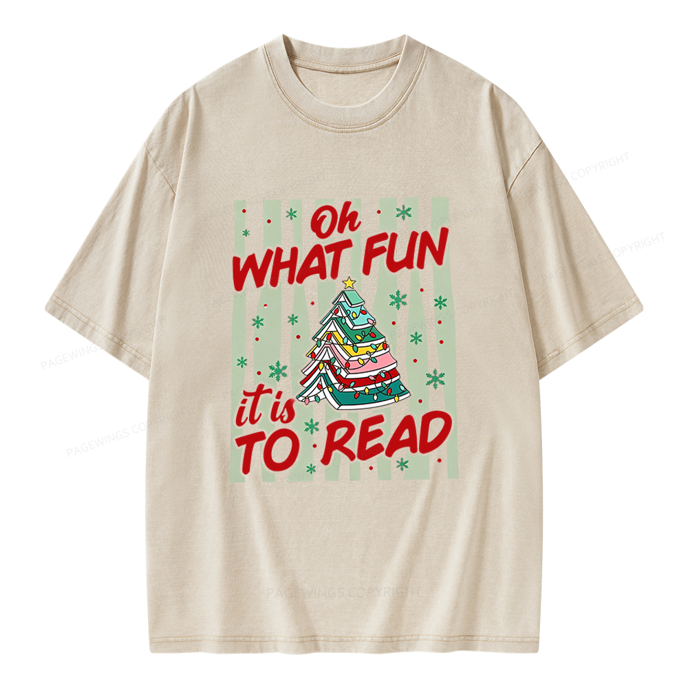 Pagewings Funny Christmas Reading Unisex Washed T-shirt