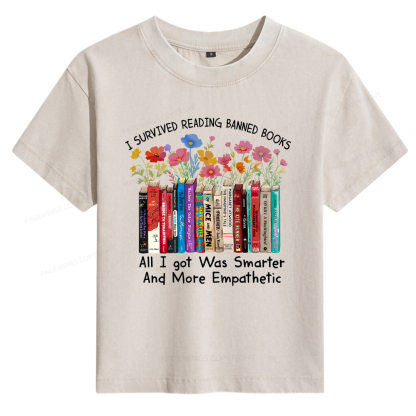 Pagewings Survived Banned Books Got Smarter Women's Washed T-shirt
