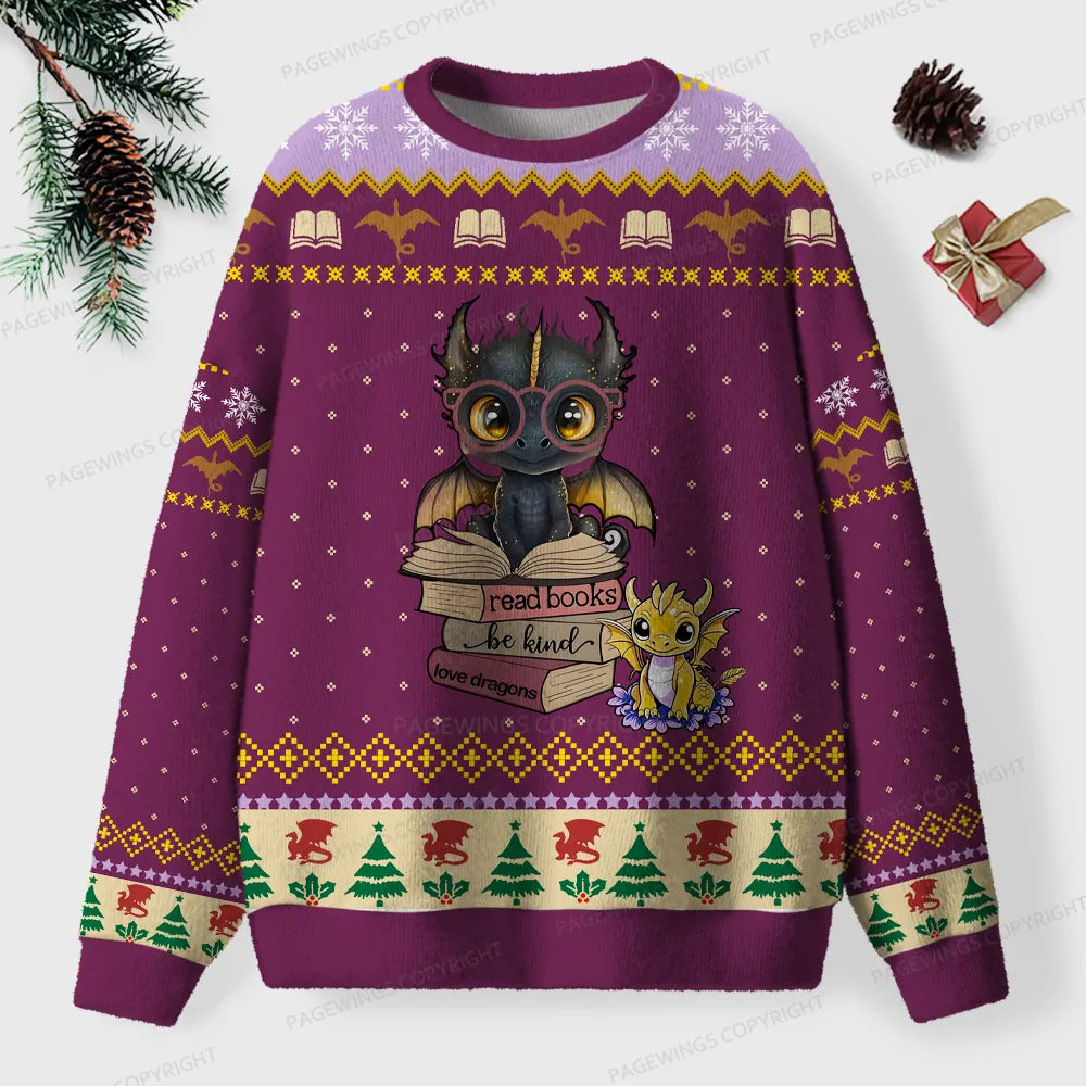 Pagewings Read Books Be Kind Unisex Ugly Knit Sweatshirt