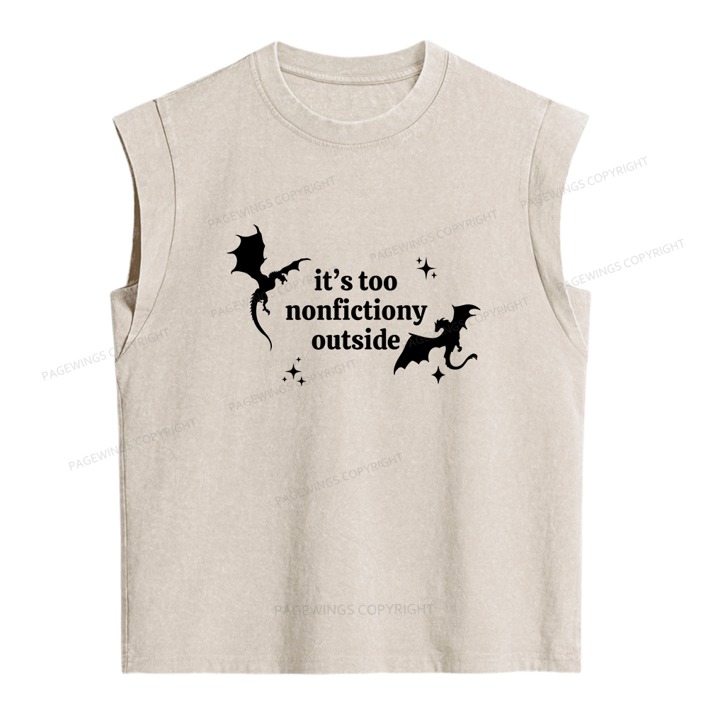 Pagewings It’s Too Nonfictiony Outside Women's Washed Tank Top