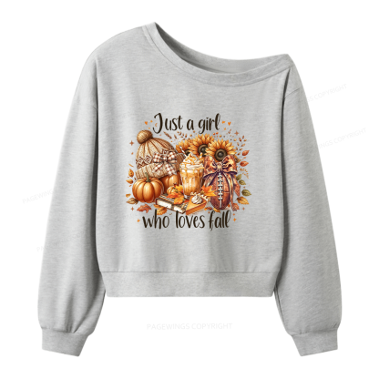 Pagewings Just a Girl Who Loves Fall Women Off Shoulder Sweatshirt