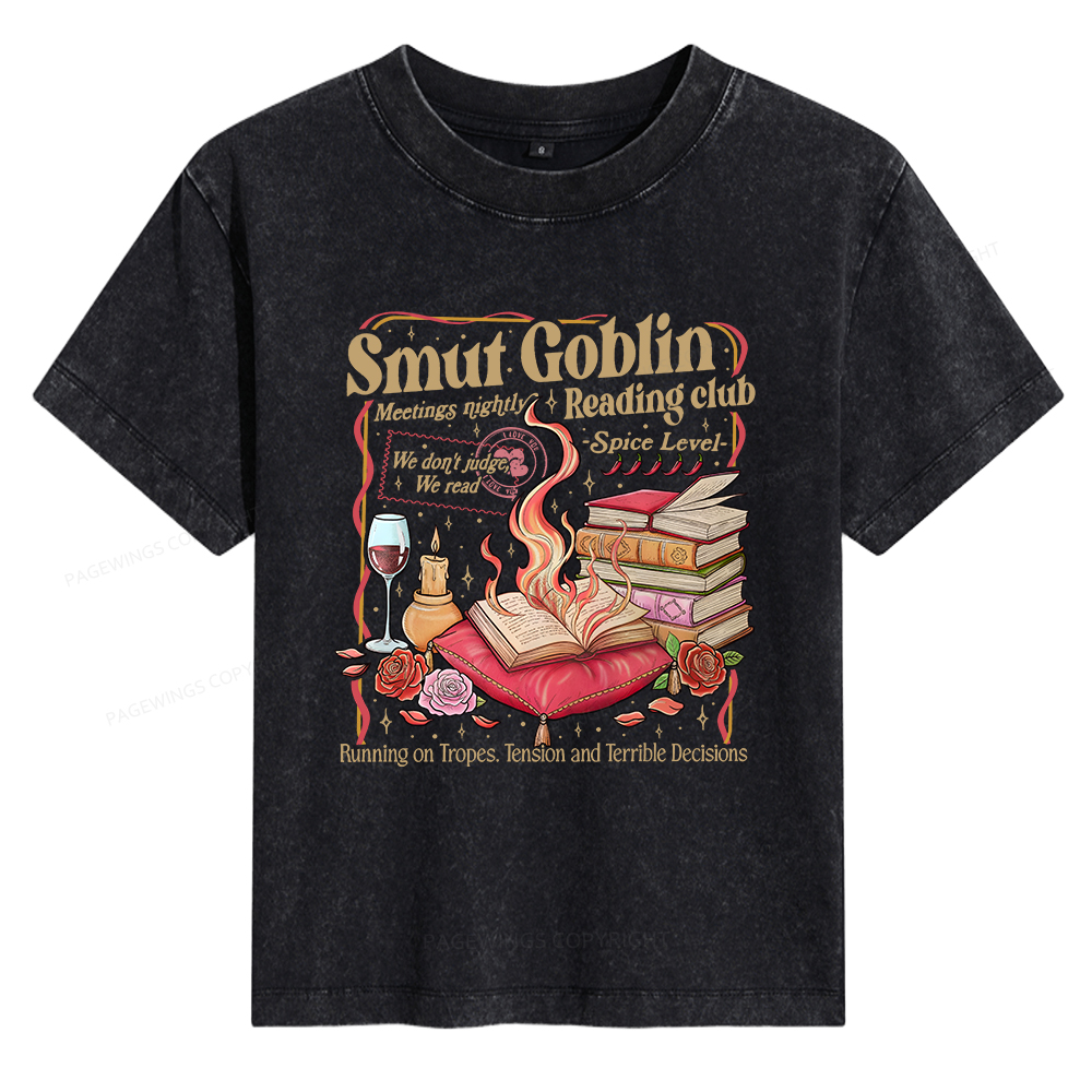 Pagewings Smut Goblin Dark Romance Bookish Women's Washed T-shirt
